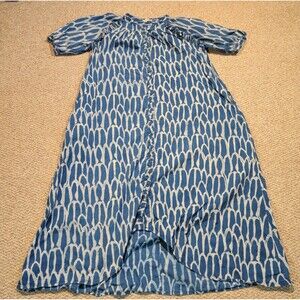 MIRTH Somerset Maxi Dress Womens XS Blue Pockets Boho Cotton Flowy
